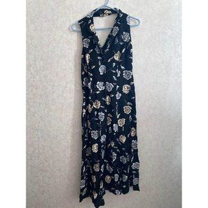 Brett Alixander women’s size 12 sleeveless black floral button down dress
